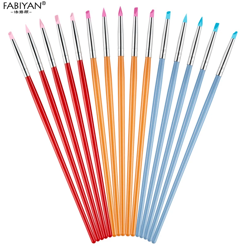 

5Pcs Nail Art Pen Brush Soft Silicone Carving Craft Pottery Sculpture Emboss Shaping Hollow Building Clay Manicure Dotting Tools