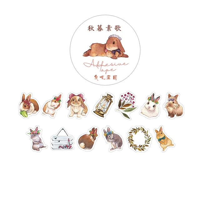 100 pcs /Roll Montain Pick Travel Butterfly Mushroom Flower DIY Decorative Masking Tape Diary Album Stickers 09