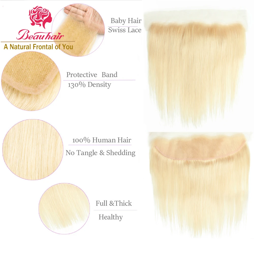 Beau Hair 613 волосы двойные пряди с 13*4 уха до уха Кружева Фронтальная перуанские человеческие волосы медовый блонд не Реми волосы плетение