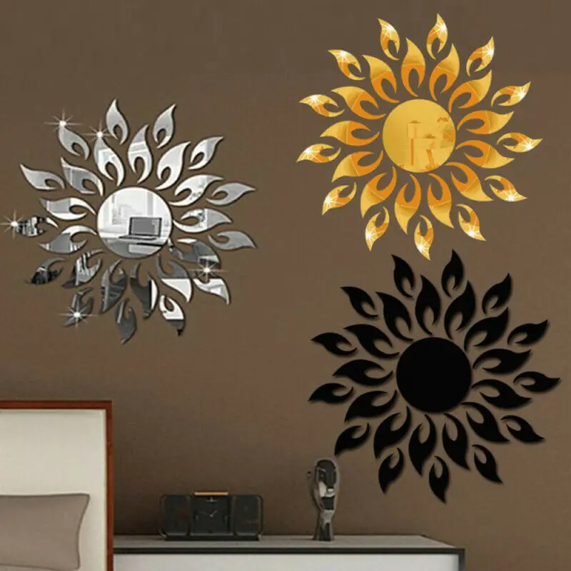 

Sun Flower Decal 3D Mirror Wall Sticker DIY Removable Art Mural Home Room Decor