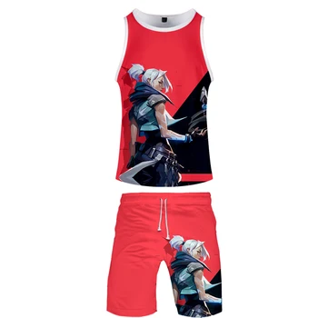 

2020 VALORANT 3D print anime Harajuku 2 pic tank and short Two Piece High Quality Popular Casual Streetwear New set