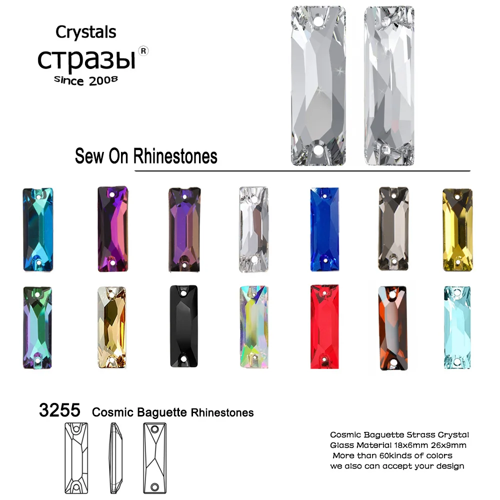 

CTPA3bI 3255 Colorful Rhinestones Strass Baguette Ornament Glass Sewn Crystal Stones For Needlework Fabric Clothes Decoration