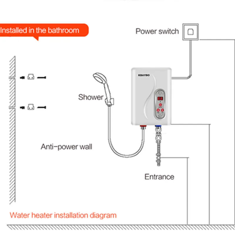 6000W chauffe eau électrique instantané sans réservoir chauffe eau instantané chauffe eau électrique instantané rapide 3 secondes douche chaude