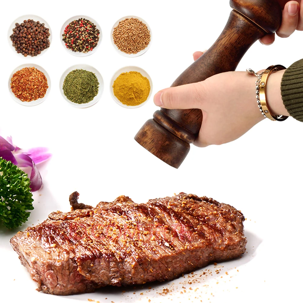 Solid Wood Pepper Grinder Kitchen Tool Manual Multi-purpose With Adjustable Ceramic Grinding Mill Kitchen Tools