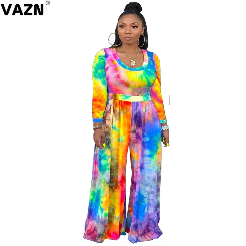 VAZN TH3369 новые сексуальные высококачественные комбинезоны для молодых девушек с длинным рукавом, женские шифоновые длинные широкие комбинезоны