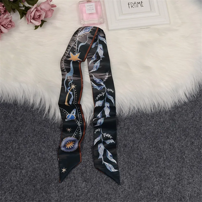 

Tarot Constellation Women Silk Scarf 2023 Design Luxury Brand Scarf Skinny Bag Hair Neck Scarf Wrist Towel Foulard Femme Hijab