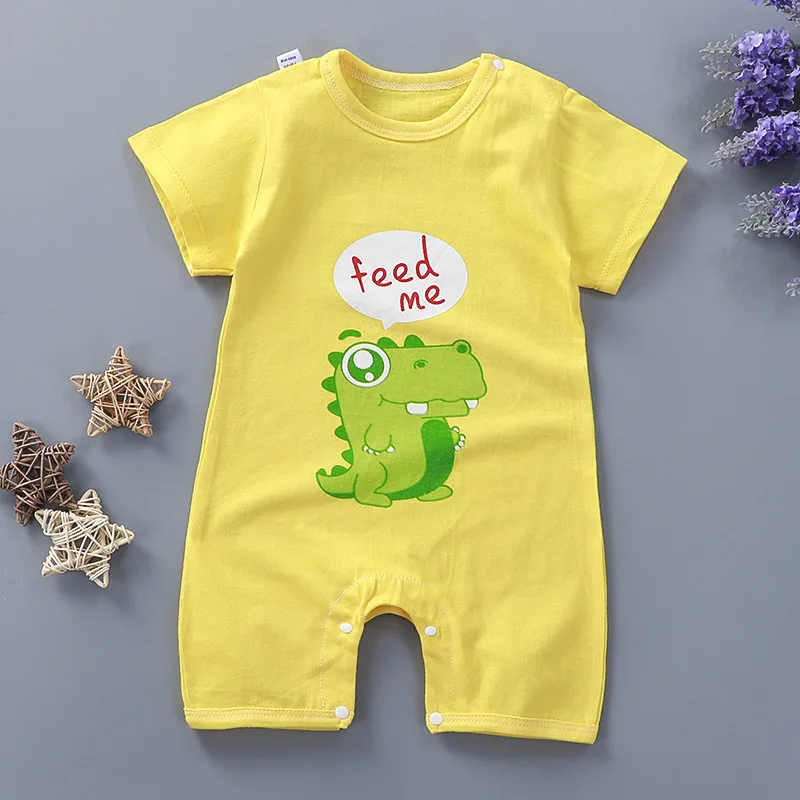 baby clothes cheap Summer Baby Girls Short Sleeve Pajamas Giraffe Bodysuit Newborn Boys Jumpsuit Cotton Clothes Body Costumes Children's Clothing Baby Bodysuits Fur