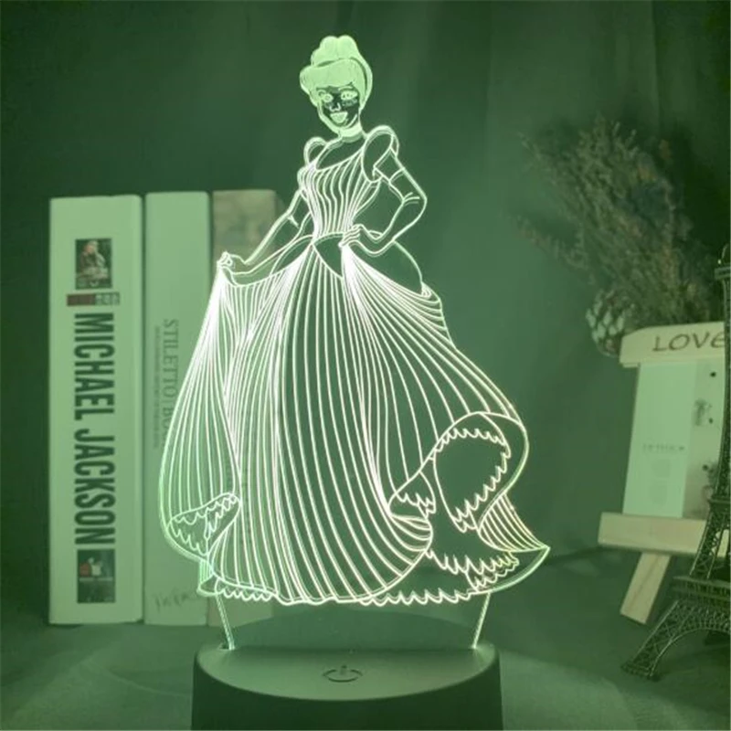 

Disney 3D Visual Lamp Princess Figure Alice Cinderella Jasmine LED Night Light Acrylic Illusion Table Lamp Home Decor Kids Toys