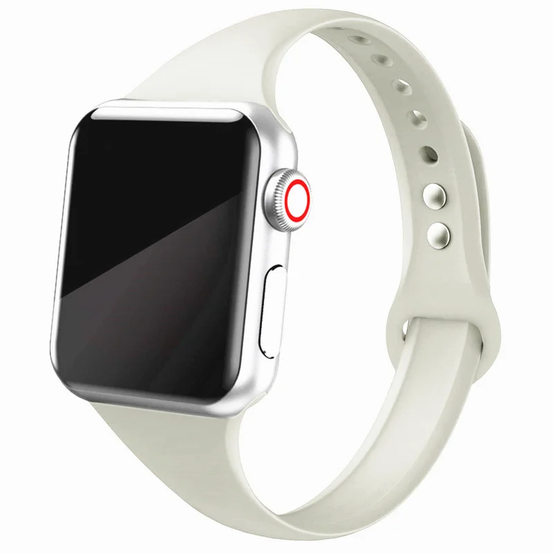 Retro white Тонкий ремешок для Apple watch 5 ремешок 44 мм 40 мм iWatch ремешок 38 мм 42 мм спортивный силиконовый браслет ремешок для Apple watch 4/3/2/1 38 - Цвет ремешка: Retro white