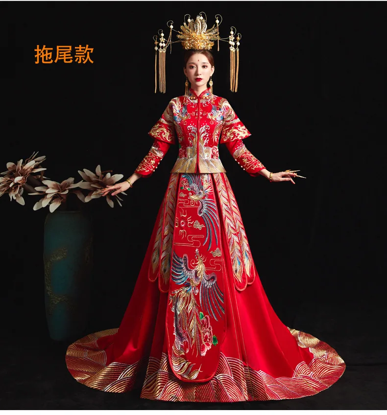 Китайское традиционное свадебное платье Cheongsam длинное Qipao красное платье с вышивкой в восточном стиле Китайский магазин одежды Vestido Chino