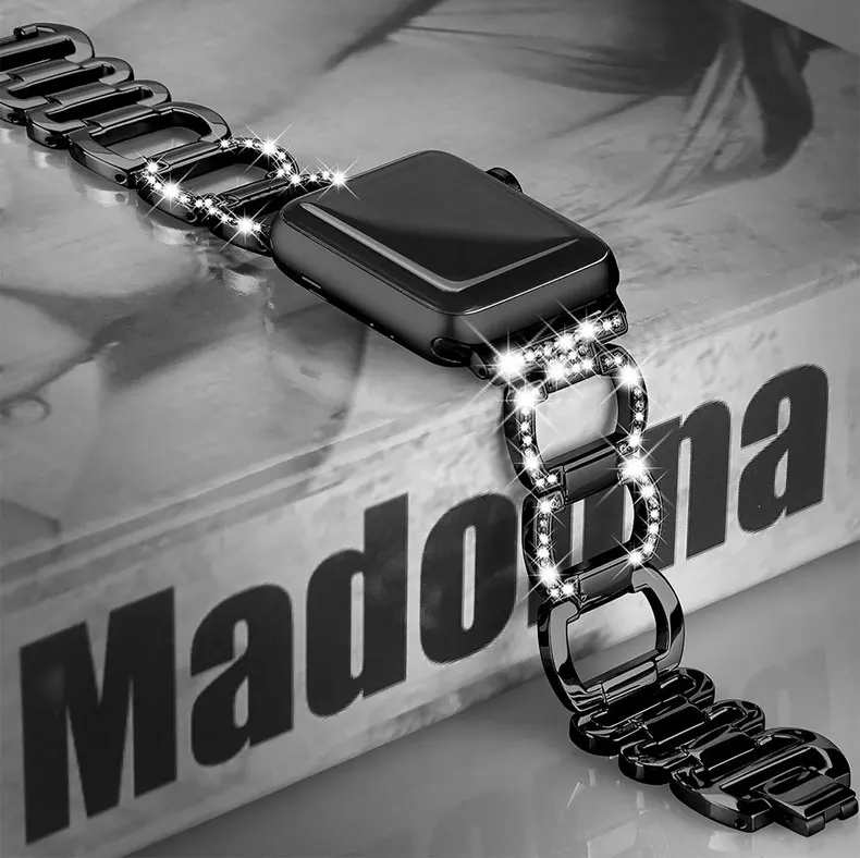 Ремешок для наручных часов Apple Watch, ремешок 42 мм 44 мм, 38 мм, 40 мм series 5/4/3/2/1 наручных часов iwatch, ремешок с бриллиантами стразы металлический браслет ссылку