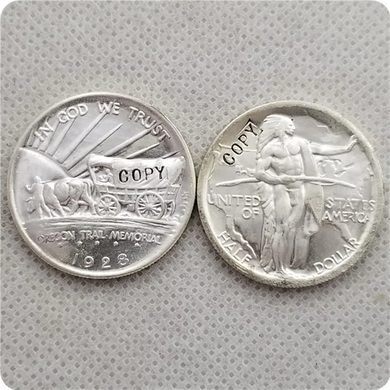 1928 UNC silver USA 1926-1939 Oregon Trail Memorial половина копия доллара монеты - Цвет: 1928