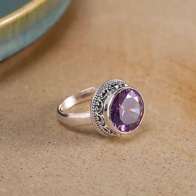 925 Silver Ring Big Stone | Uglyless Silver Fine Jewelry | Purple Big Stone  Ring 925 - Rings - Aliexpress