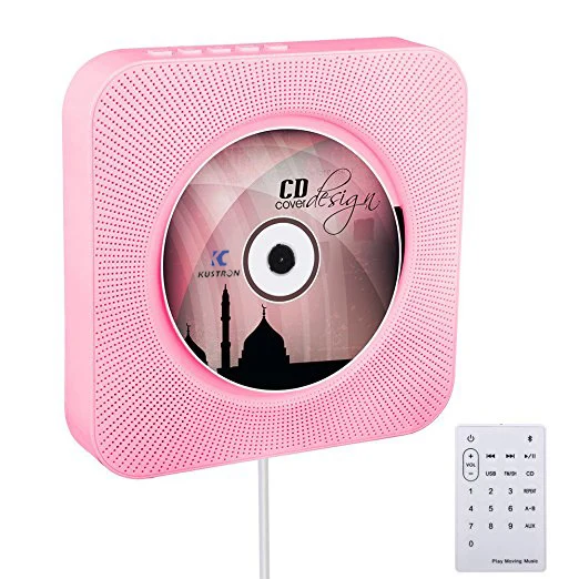 pink USPlus 3,5 мм разъем Bluetooth настенный монтируемый CD плеер колонки, сдистанционным управлением FM AUX Стерео - Цвет: pink USPlus