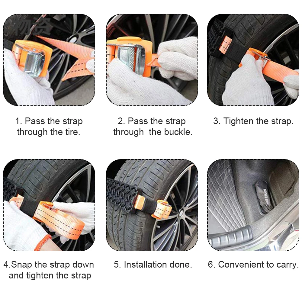 2 Pcs high quality Tire Wheel Chain Emergency Snow Chains For Ice/Snow/Mud/Sand Road Safe For Driving Truck SUV Car Accessories