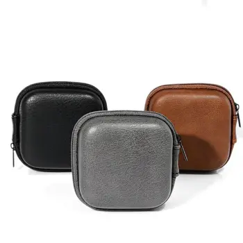 

USB Data Cable Storage Bag Leather Earphone Headset Cover Mini Zipper Pouch Box