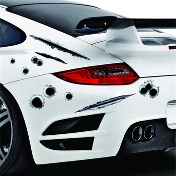 

4 Styles Car 3D Bullet Hole Stickers DIY Scratches Cover Car Styling Scratch Decal Waterproof Motorcycle Car Sticker Decal TSLM2
