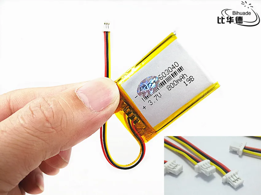 JST PH 1.0mm 3 pin 3.7V,800mAH 603040 Polymer lithium ion / Li-ion battery for tablet pc BANK,GPS,mp3,mp4