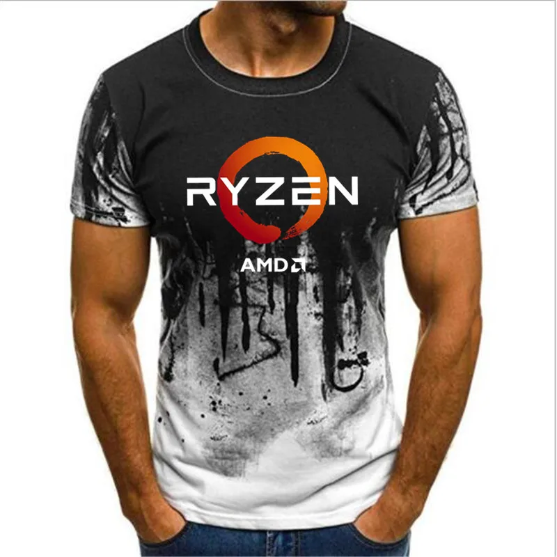 Белый Высокое качество Горячая забавные PC CP Uprocessor AMD RYZEN хлопковая футболка для мужские футболки мужские камуфляжные - Цвет: Белый