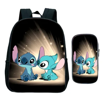 

2Pcs/set Stitch Backpack Kids School Bags for Girls Boys Kawaii Kindergarten Backpack Students Mini Bookbag Gift Bag + Pen Case