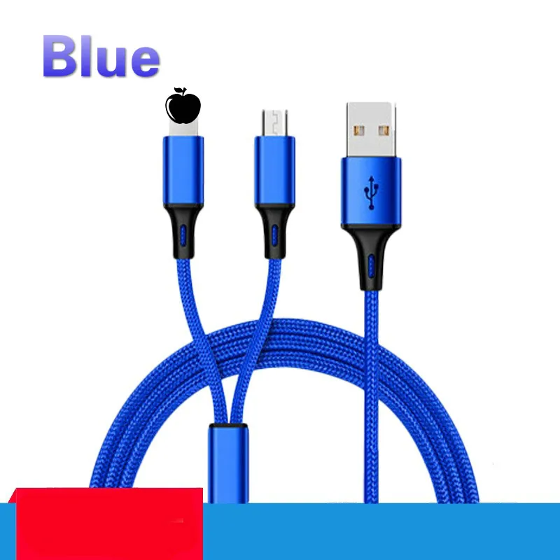 2 в 1 Micro USB кабель для зарядки для iPhone 6S 7 8 Plus X XS MAX XR быстрое зарядное устройство кабели для Samsung Xiaomi huawei