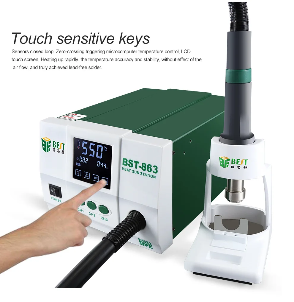 

1200W High Power Hot Air Gun for Phone Repair Lead-Free Soldering Station LCD Digital Display Rework StationThermostat Heat Gun
