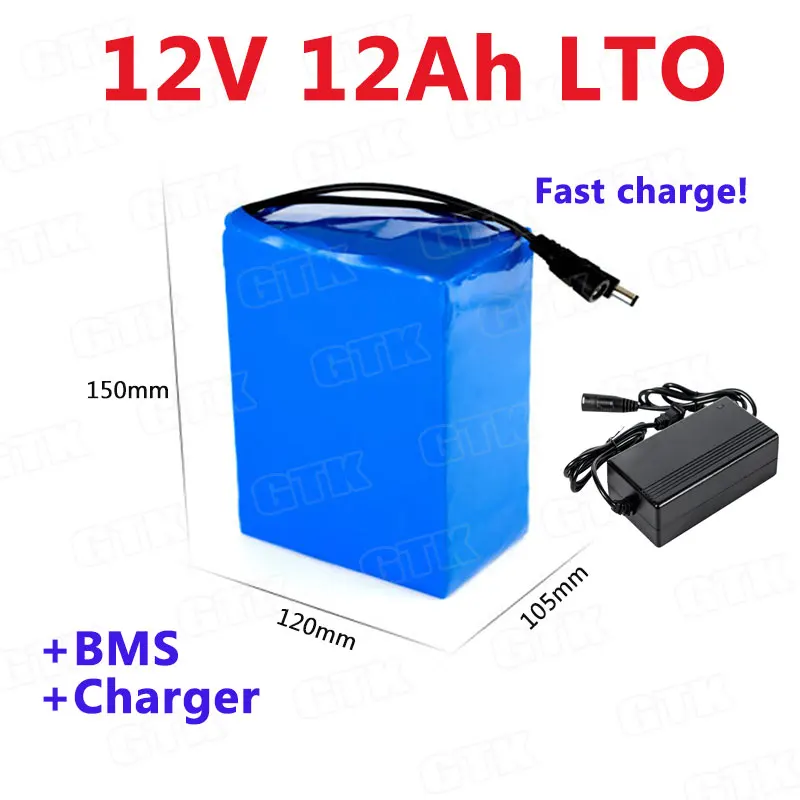 GTK LTO 12V 8Ah аккумулятор из лития и титана 2,4 v ячеек Быстрая зарядка для стерео динамика светодиодный фонарь для скутера+ 3A зарядное устройство
