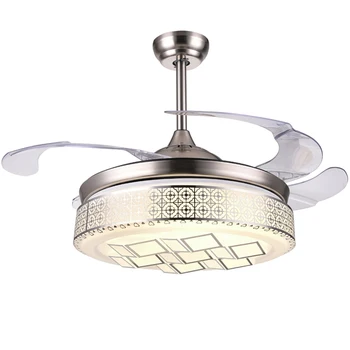 

42 inch transparent retractable blades remote control ceiling fan with light