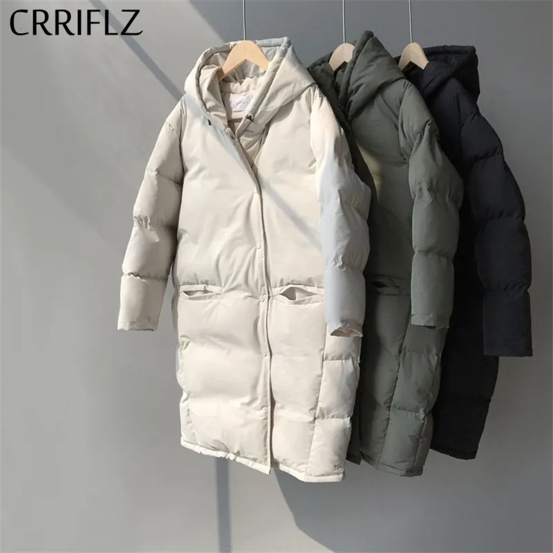 

New Medium Long Winter Jacket Women Simple Elegant Design Down Jacket Hooded Coats Warm Thicken Casual Down Parka CRRIFLZ
