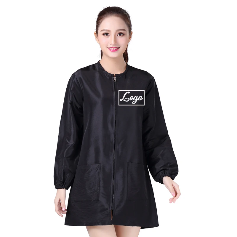 Customize Logo Hairdresser Apron Waterproof Beauty Manicure Pet Store Working Suit Cloth Hairdressing Cape Gown Robe Wrap 1567