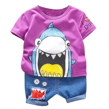 

Baby Boys Clothes Summer Boys Clothes Sets 2pcs T-shirt+short Pants cotton sports Cartoon printed Children Suit New