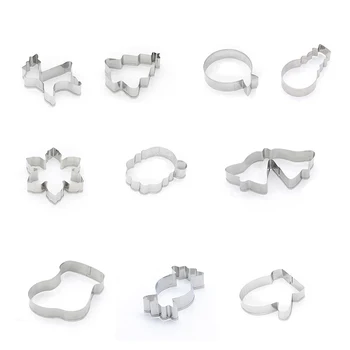 

10 Pack Christmas Cookie Cutter Stainless Steel Cut Candy Biscuit Mold Cooking Tools Christmas Theme Metal Cutters Mould