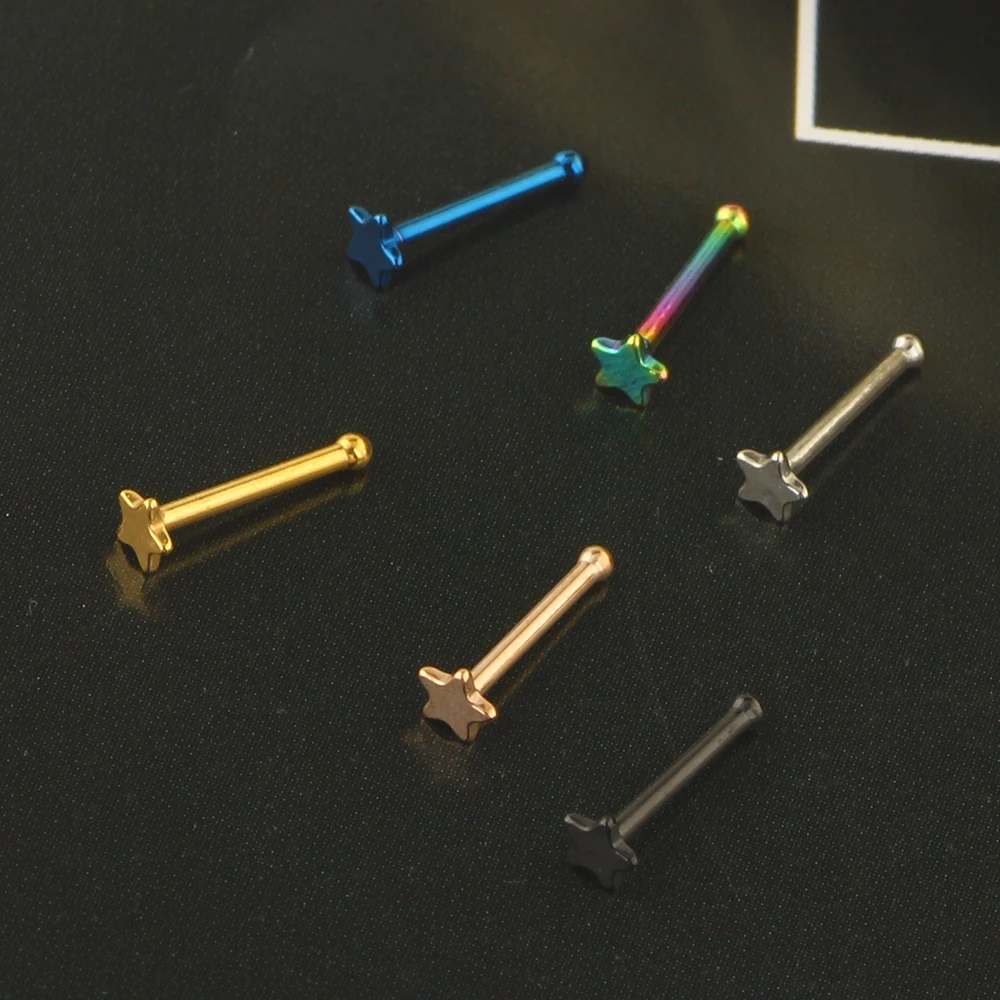 Surgical Steel Nose Pin Star Screws Studs  20G Body Piercing Set Jewelry  Nose Stud Retainer Star Labret Studs Set Piercings