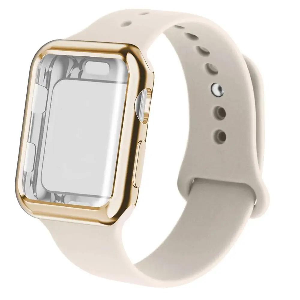 antique white Чехол+ ремешок для часов apple watch 5 ремешок 44 мм correa apple watch 42 мм 38 мм 40 мм iwatch 4 3 2 Силиконовый браслет pulseira - Цвет ремешка: antique white