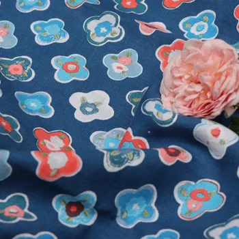 

Natural pure flax fabric Beautiful Four-leaf flowers Printing tissu High-end clothing dress jacket autumn and winter fabrics