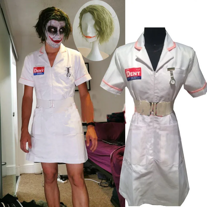 Fantasia Coringa Enfermeira Masculina Unissex Halloween Brux