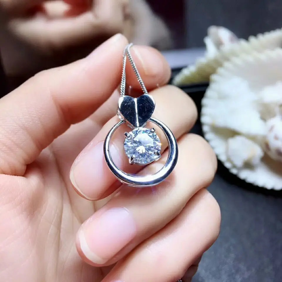 MeiBaPJ 2 карата Moissanite алмаз Классический Любовь Сердце Мульти-pur кулон ожерелье для женщин Настоящее серебро 925-й пробы ювелирные изделия