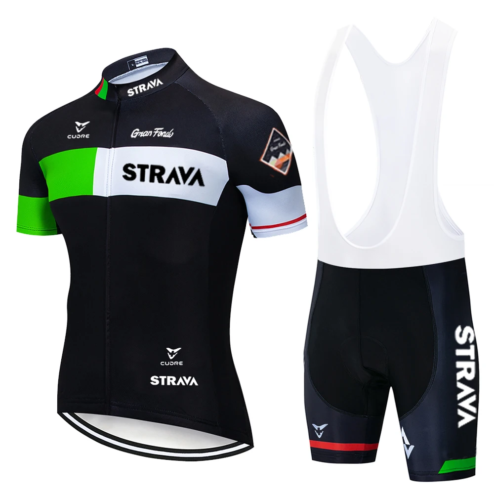 

New 2020 STRAVA Cycling Set Men Cycling Clothing MTB Bike Clothes Breathable Anti-UV Road Bicycle Wear Cycling Jersey Set