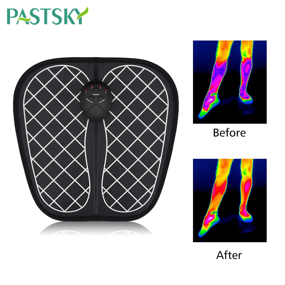 

Rechargeable USB EMS Pink Foot Massage Mat Foldable Pad 6 Mode 9 Intensity Levels Vibration Muscle Stimulator Health Care