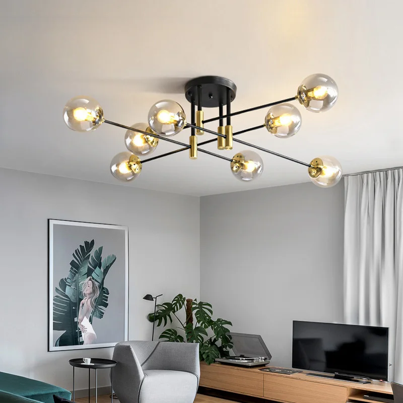 Nordic Glass Modern Led Ceiling Chandelier Lights For Dining Living Room Home Decor Bedroom Restaurant Black Lamp Fixture | Лампы и