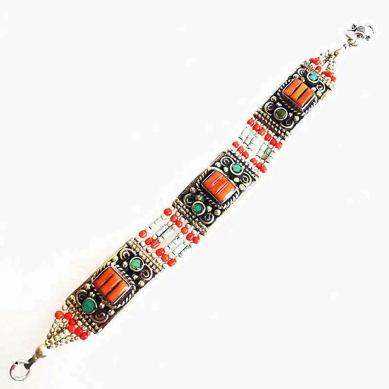 

BB-474 Indian Fashion Bollywood Bracelets Copper inlaid Colorful Stone Clasp Bangles Free Shipping