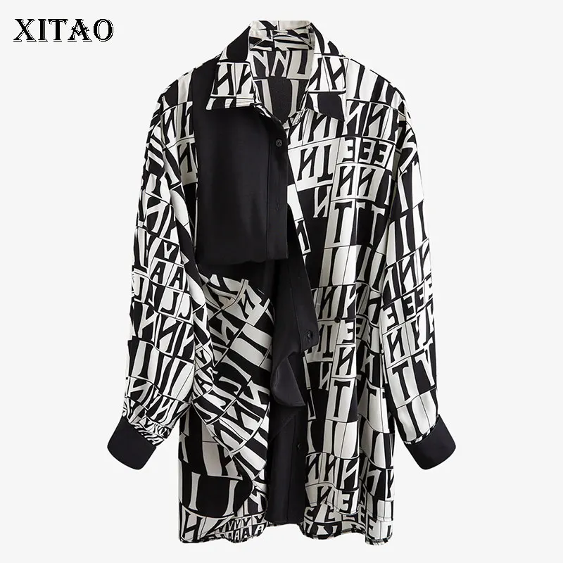 XTAO хит цвет модная блузка Мода длинный рукав лоскутное элегантный кардиган с одной грудью маленькая свежая рубашка DMY2236