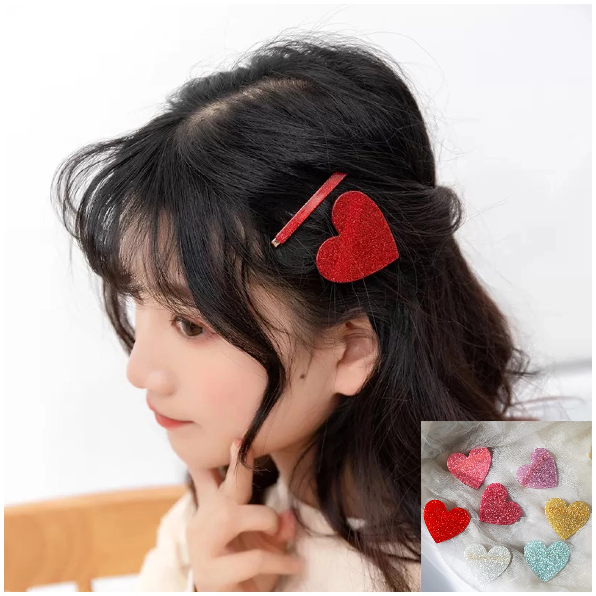 

1 Pcs Fashion Arylic Plastic Bling Bling Heart Hairclips Girls Hairpin Hair Accessories for Women