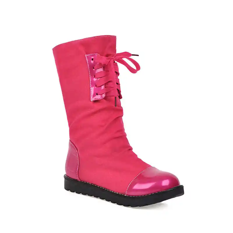 Smeeroon/Большие размеры 34-43; новые женские ботинки; повседневная обувь на плоской подошве; фиолетовые ботинки до середины икры; женские осенне-зимние ботинки; женская обувь - Цвет: rose red