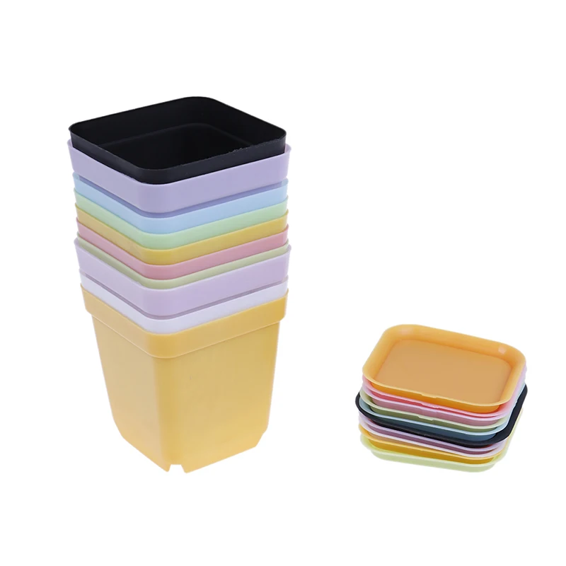 10pcs/lot  random color Flower Pots pot trays,Plastic Pots,Small Square Pots