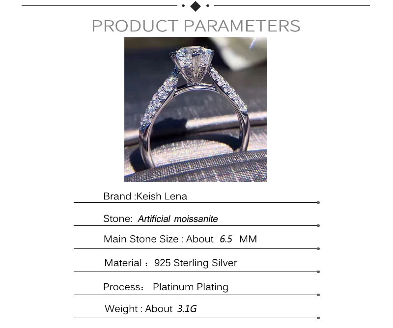 1.0CT 6,5 мм микро-инкрустация 925 серебро искусственный Муассанит Корона юбилей обручальное кольцо кольца для женщин ювелирные изделия на палец