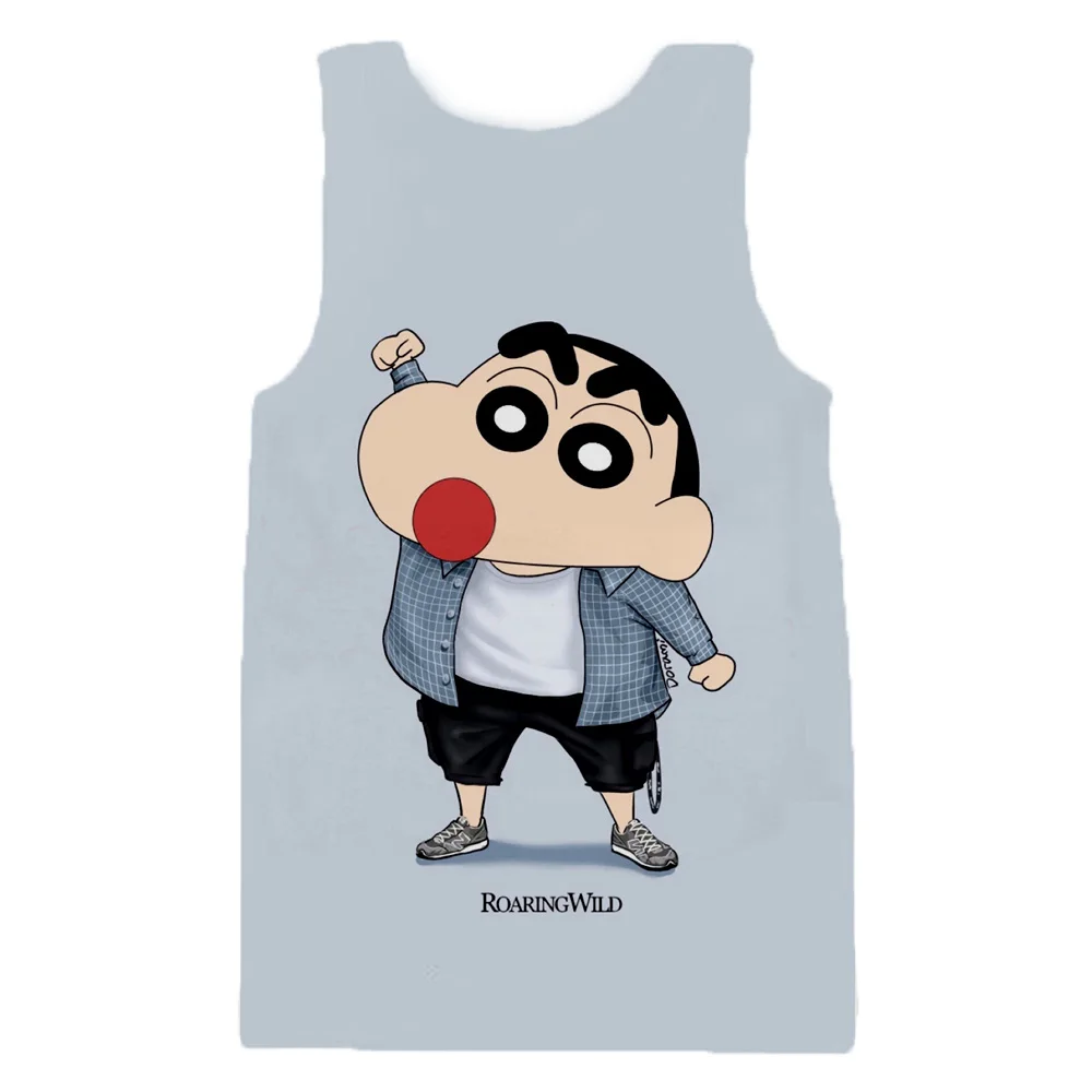 Crayon Shinchan 3D смешной мультяшный принт жилет летние милые тренды унисекс жилет Повседневный панк ветер мужские топы