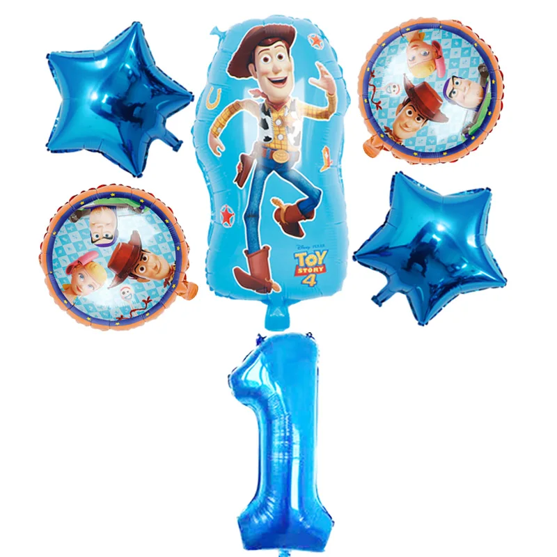 1 компл. globos История Игрушек 4 Вуди Базз Лайтер фольгированные шары 32 дюймов номер для новорожденных мальчиков голубой воздушные шары День рождения Декор детские игрушки - Цвет: Woody AB 1