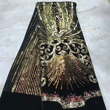 

Stylish elegant African sequins lace fabric 2019 embroidered Nigerian lace fabrics bridal high quality for women 02