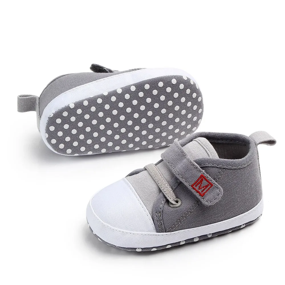 Newborn Baby Cute Boys Girls Canvas Letter First Walkers Soft Sole Shoes Hook& Loop Soft Sole Anti-slip Baby Shoes Newborn